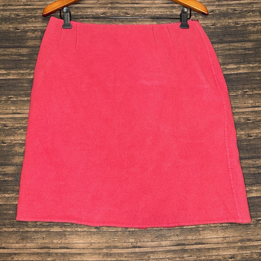 Talbots Lined Skirt Women Size 14 Red 100% Wool Straight Pencil Midi